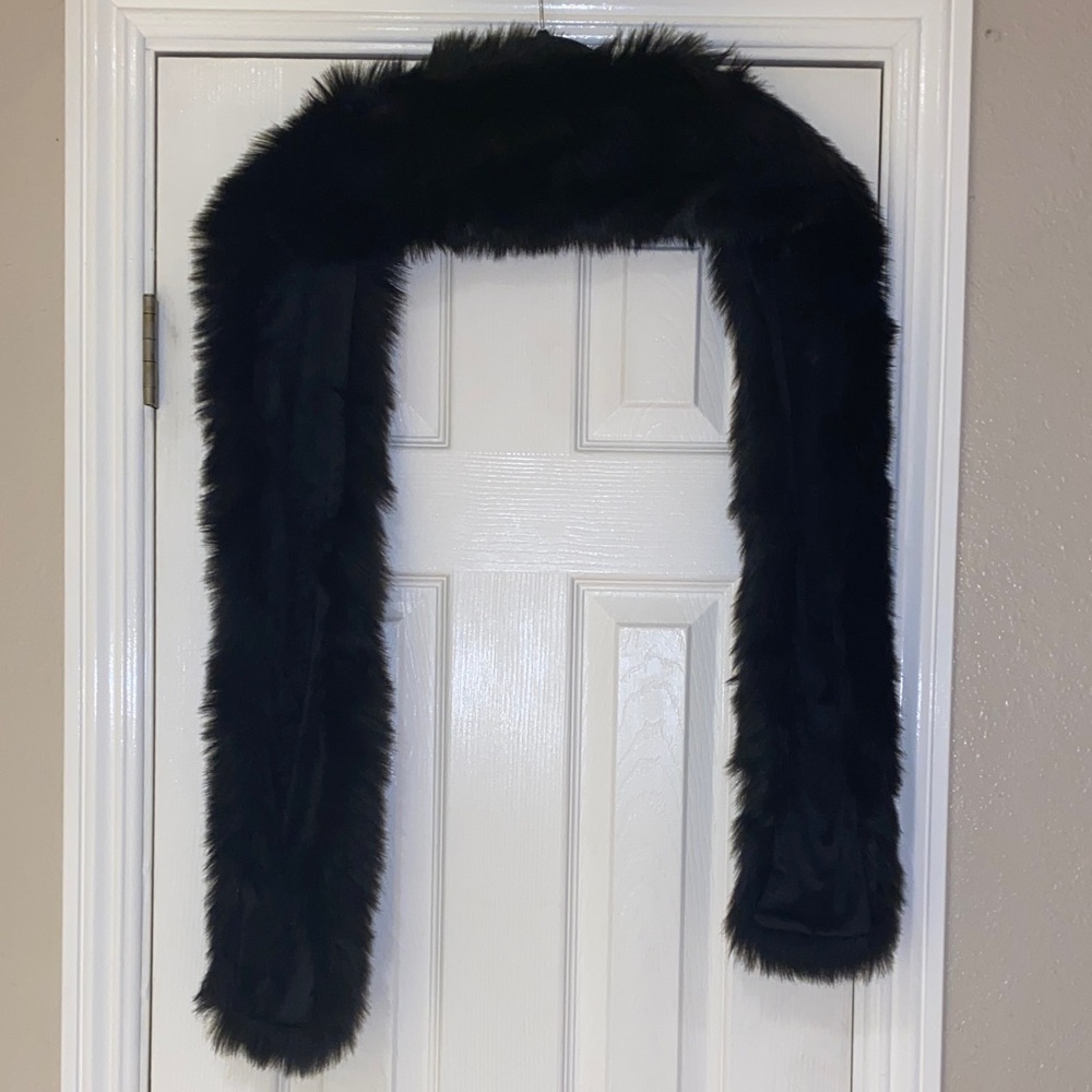 Black Faux Fur Stole